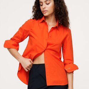 NWT Banana Republic Poppy Red Cotton Poplin The Perfect Everyday Blouse Shirt XL